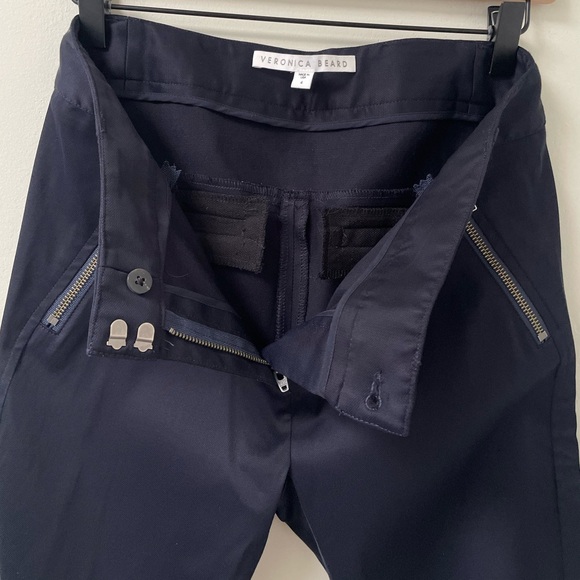 Veronica Beard Ash Dark Navy Blue Zipper Seamed Skinny Pants - Picture 7 of 8